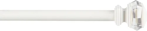 Vista 3 de EXCLUSIVE HOME Marquise - Barra de cortina de 1 pulgada y juego de remates a juego, blanco mate, ajustable de 66 a 120 pulgadas