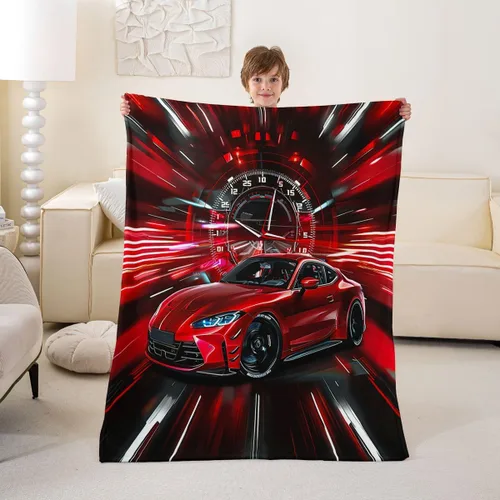 Vista 16 de Erosebridal Manta roja de coche de carreras para niños y adolescentes, manta fresca de coche de carreras de 40 x 50 pulgadas, manta de forro polar