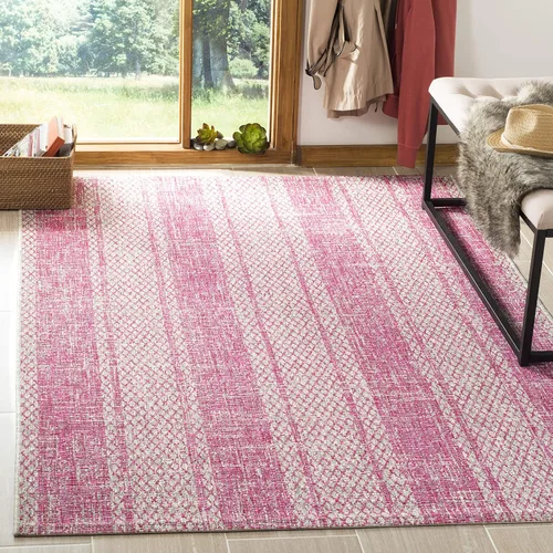 Vista 13 de SAFAVIEH Courtyard Collection CY8736 - Alfombra de pasillo de 2 pies 3 pulgadas x 6 pies 7 pulgadas, color gris claro/fucsia CY8736 para interiores