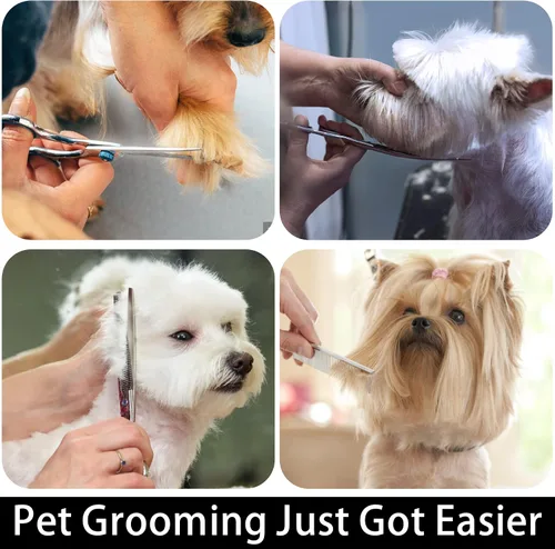 Vista 3 de Tijeras de Peluquería para Perros con Punta Redonda de Seguridad, Kit de Tijeras de Peluquería para Mascotas, Tijeras para Perros para Peluquería