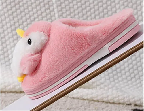 Vista 6 de YILANLAN Pantuflas de felpa para mujer, pantuflas de invierno, pantuflas de animales, pantuflas cálidas, pantuflas de pingüino, pantuflas