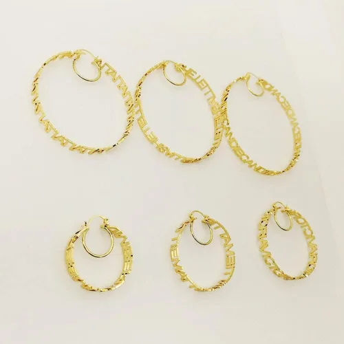 Vista 6 de Aretes de oro personalizados con nombre para mujeres y niñas, joyería de moda, aretes personalizados, regalo para amigos