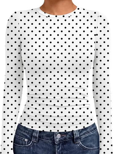 Vista 11 de AUTOMET - Camisetas ombligueras de manga larga para mujer, básicas, de compresión, para salir, otoño, ropa de moda del año 2000 Blanco