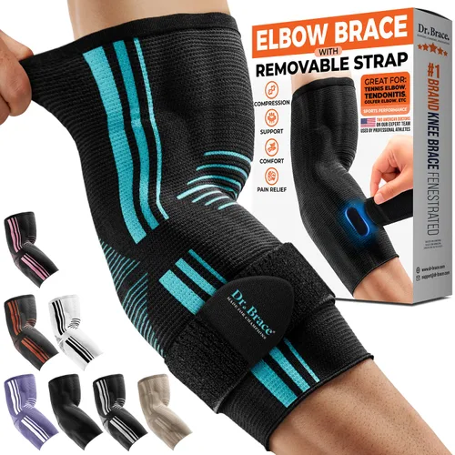 Vista 10 de DR. BRACE Elite - Codera, manga de compresión transpirable para codo con correa extraíble para golfistas, tratamiento de codo de tenista