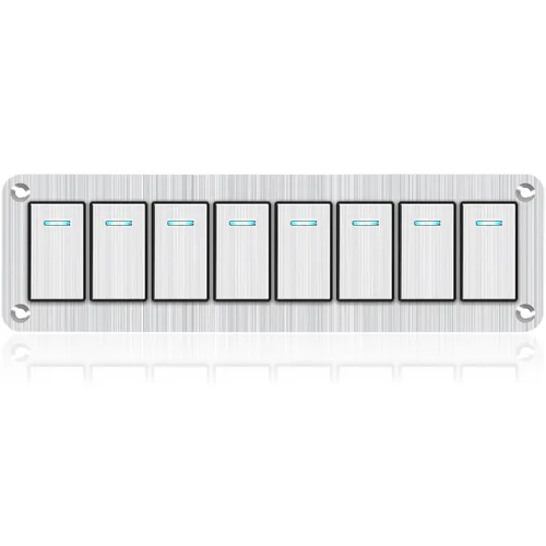 Vista 16 de Panel de interruptor basculante de aluminio de 2 vías, impermeable, precableado con retroiluminación azul, interruptor de palanca