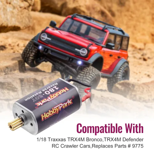 Vista 5 de HobbyPark Motor cepillado de alto par 180 50T con engranaje de piñón 11T para Traxxas TRX4M actualizaciones 1/18 RC Crawler Car Aceessories