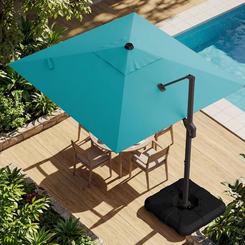 Vista 40 de Sombrilla voladiza para patio, 9 x 12 pies, sombrilla giratoria Beige