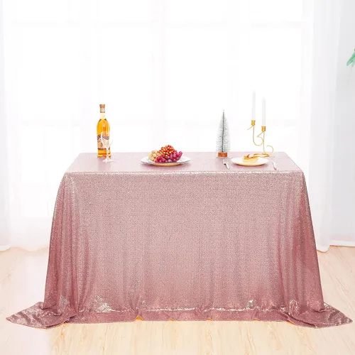 Vista 9 de nanbowang Sequin Tablecloth - Pink Table Cloths for Parties Rectangular Cover Overlay Sequin Fabric Linens Birthday/Baby Shower/Tea Party Decor