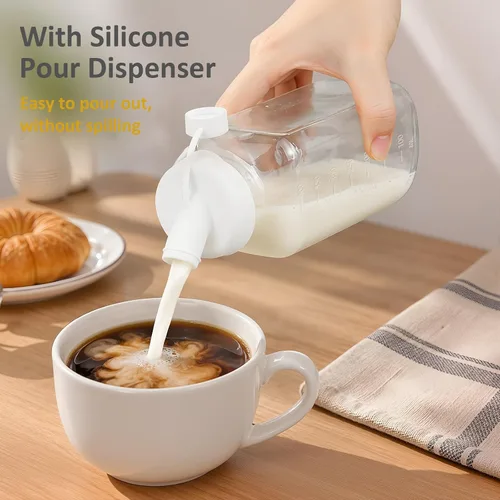 Vista 4 de Botellas de leche de vidrio reutilizables de 16 onzas