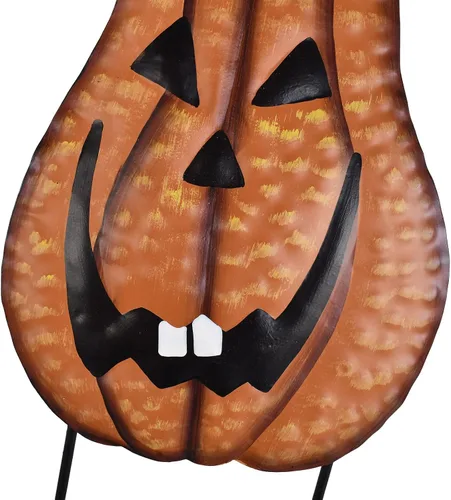 Vista 5 de Linfevisi Estacas de metal para jardín de Halloween, letrero de Halloween, decoración de calabaza, estacas de metal Jack-O'-Lantern, decoración