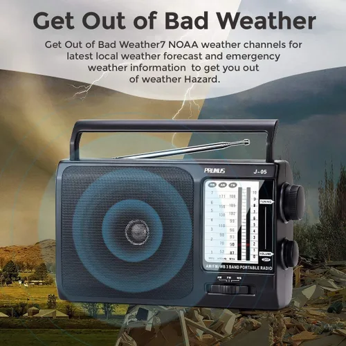 Vista 2 de NOAA Weather AM FM Radio portátil con la mejor recepción, radio transistor, 3 radios D a pilas o alimentación de CA, emergencia doméstica