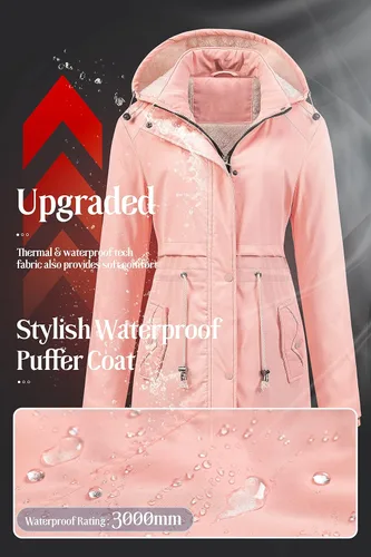 Vista 5 de Chrisuno Chaqueta de invierno de longitud media para mujer, abrigo de nieve cálido de forro polar suave