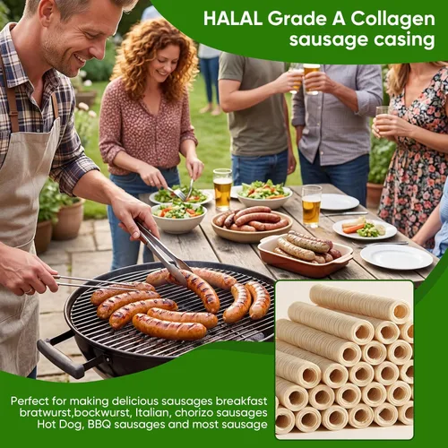 Vista 7 de FAIRSKY HALAL - Cubiertas de salchichas de colágeno de grado A, cubierta de secado comestible de 49.2 ft/49 pies de longitud más larga, 0.748 in