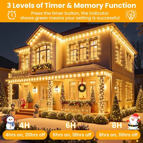 Vista 5 de Larkvue - Tira de luces de 344 pies con 1050 LEDs y control remoto, luces de hadas regulables con 8 modos, temporizador y función de memoria