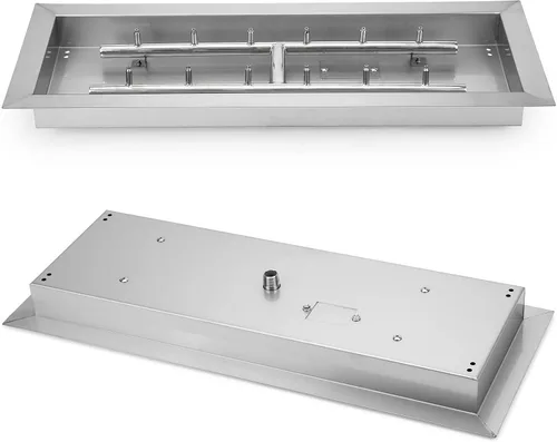 Vista 4 de Stanbroil Bandeja Quemador de Chorro Rectangular Mejorada para Hoguera de 24" x 8", Acero Inoxidable 304 Gas Natural y Propano para Hoguera
