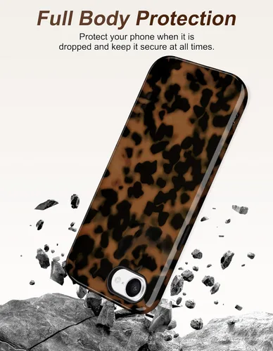 Vista 3 de Jusy Compatible con MagSafe Brown Tortoise Shell Print Phone Case para iPhone 7/8/SE, funda protectora magnética de lujo de TPU suave