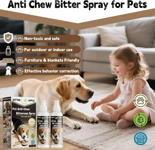 Vista 2 de Spray de manzana amarga para que los perros dejen de masticar, spray antimasticable para perros, espray disuasorio para proteger muebles, zapatos