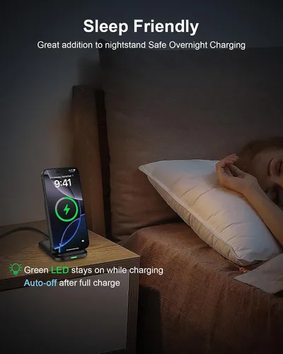 Vista 6 de Soporte de carga inalámbrico rápido para Samsung, soporte de cargador de teléfono inalámbrico de 15 W, estación de soporte de carga inalámbrica