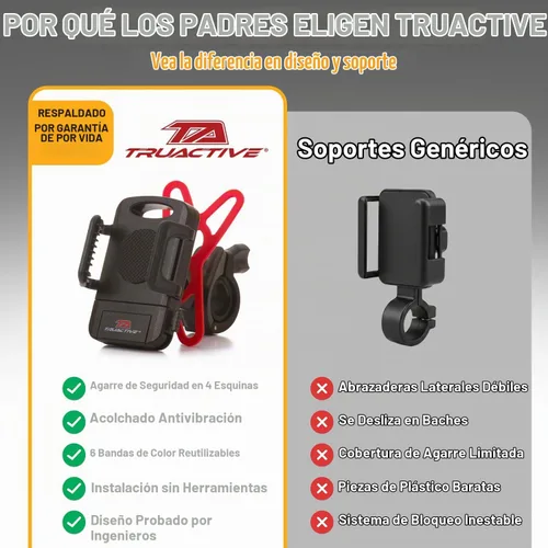 Vista 3 de TruActive Soporte Premium para Teléfono de Bicicleta Soporte Universal para Teléfono Celular para Teléfonos de 4"-7" pulgadas Incluye 6 Bandas