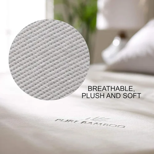 Vista 4 de Protector de colchón Twin de PURE BAMBOO, impermeable - viscosa derivada de bambú, transpirable, funda de colchón silenciosa que protege contra