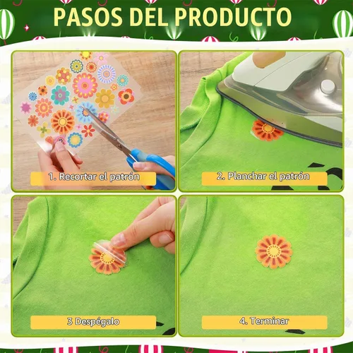 Vista 2 de Containlol 12 hojas de parches hippie para planchar, calcomanías de transferencia de calor para ropa, primavera, paz, amor, corazón, flor, apliques