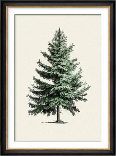 Vista 160 de MUDECOR Lienzo enmarcado prémium para pared, pinos nevados en bosque de invierno, ilustraciones modernas, arte contemporáneo, escénico, divertido