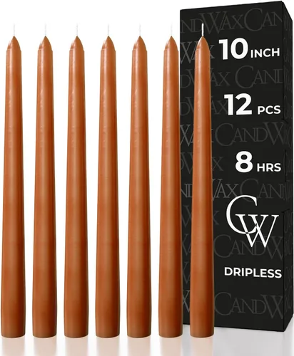 Vista 50 de CANDWAX Juego de 12 velas cónicas color naranja de 8 pulgadas, sin goteo, sin perfume, de larga duración, perfectas para fiesta de Halloween