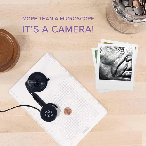 Vista 4 de Plugable - Microscopio digital USB 250x, cámara micro de 2 Mpx con brazo flexible y soporte - Microscopio USB y USB-C portátil, compatible