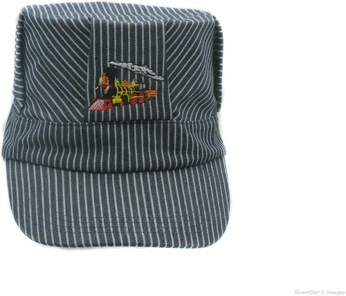 Vista 2 de Sombrero de ingeniero de tren para adultos, sombrero de ingeniero de motor de vapor rojo para hombre I trenes, marino