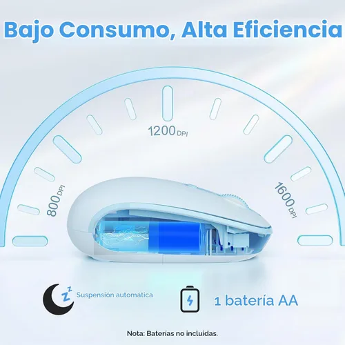 Vista 3 de TECKNET Ratón Inalámbrico Bluetooth (BT5.0/3.0 & 2.4G) Clic Silencioso Compacto y Portátil USB Óptico para Computadora, Ratón Bluetooth para Laptop
