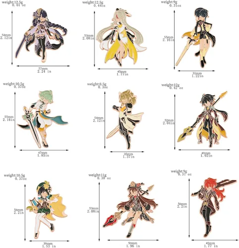 Vista 3 de Genshin Impact Pins Set Hutao, Xiao, Keqing, Beelzebul - Broches esmaltados para solapa, regalo para hombres y mujeres, accesorios de mochila