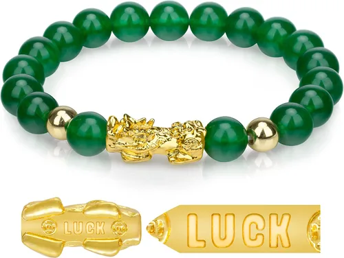 Vista 5 de ZenBless Fengshui Porsperity Jade Set Lucky Charm Feng Shui Pulsera de obsidiana negra para hombres y mujeres con chapado en oro Pi Xiu Pi Yao atrae