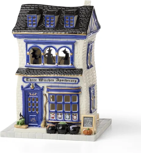 Vista 11 de Lenox Figura de casa iluminada de Halloween vintage