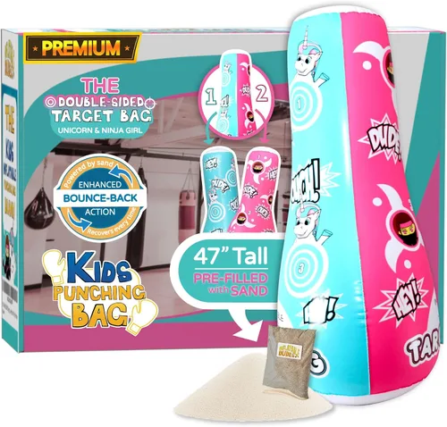 Vista 12 de INFLATABLE DUDES Kids Punching Bag- Bop Bag Sand-Base Pre-filled with Sand, Bop Bag, Inflatable Toy, Punching Bag for Kids, Enhanced Bounce-Back