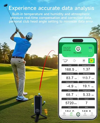 Vista 3 de Monitor de lanzamiento de golf portátil Pro X1 Plus, simuladores para hogar y entrenamiento, monitor de lanzamiento móvil para análisis de swing