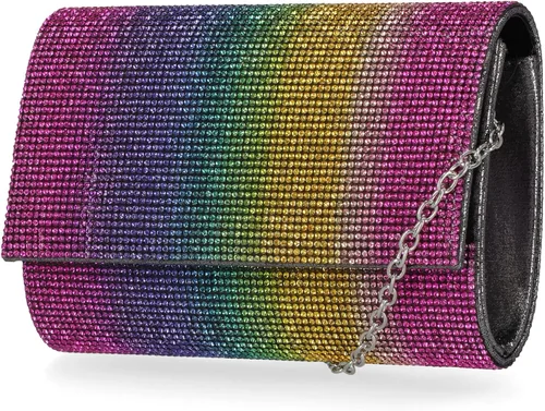 Vista 2 de Jessica McClintock Alexis Sparkle and Shine - Bolso de mano con diseño de arcoíris Arcoiris Rainbow