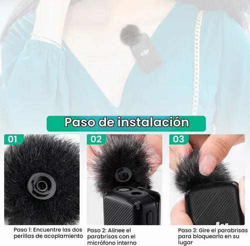 Vista 5 de Paquete de 2 protectores de viento para micrófono DJI MIC, funda peluda