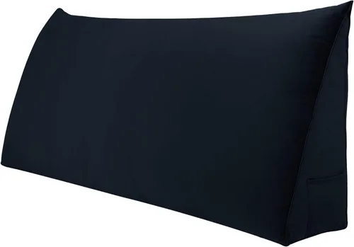 Vista 11 de WOWMAX Almohada de cuña para cabecera de cama de día, con funda extraíble, terciopelo negro, tamaño matrimonial
