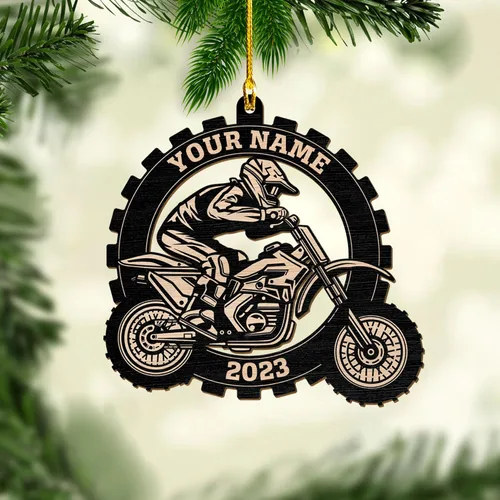 Vista 8 de Adorno personalizado de moto de motocross para hombres, adorno de motocicleta, adorno de Navidad para bicicleta, adorno de batcycle, regalo