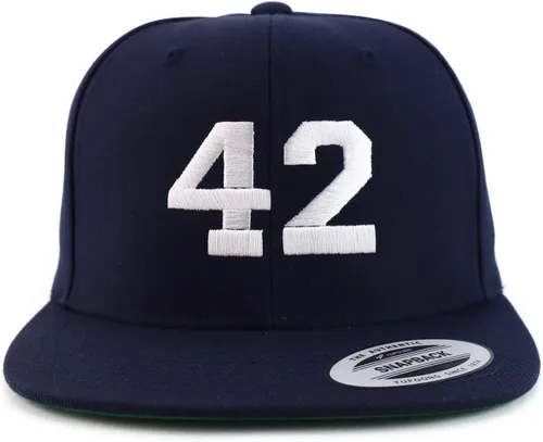 Vista 2 de Trendy Apparel Shop Gorra de béisbol bordada con pico plano bordado de hilo blanco número 42