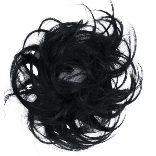 Vista 3 de PRETTYSHOP Pieza para el cabello de goma Voluminoso rizado y desordenado moño, Negro azabache Negro #1 HG3a