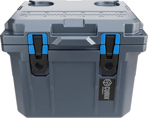 Vista 6 de Cubix Outdoors, Enfriador personal rotomoldeado QuadraX 10QT, hielera dura aislante portátil, retención de frío de 3 días, portaviandas Gris granito