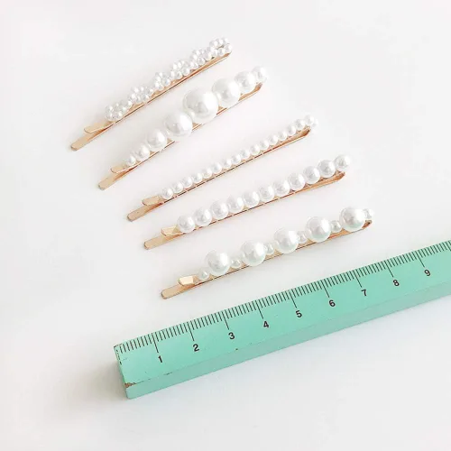 Vista 4 de Vpang 5 pinzas para el cabello de aleación de oro, pinzas para el cabello para mujer, pinza lateral dulce, accesorios para el cabello para boda