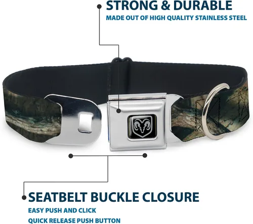 Vista 4 de Buckle-Down Collar de perro con hebilla de cinturón de seguridad, diseño de roble musgoso, infinito, 1 pulgada de ancho, se adapta a cuello de 9 a