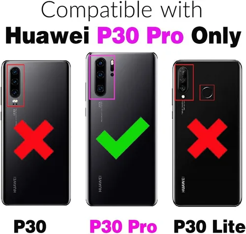 Vista 2 de Asuwish Funda de teléfono para Huawei P30 Pro con protector de pantalla de vidrio templado y soporte delgado, híbrido resistente, película trasera