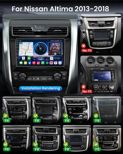 Vista 8 de Radio de coche para Nissan Altima 2013-2018: 9" IPS HD pantalla táctil estéreo con CarPlay inalámbrico y Android Auto navegación GPS 5G WiFi