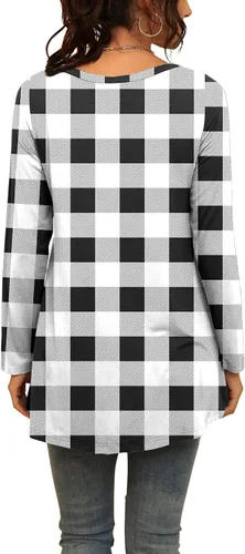 Vista 50 de AWULIFFAN Blusa tipo túnica holgada de manga larga con cuello redondo para mujer