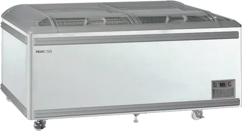 Vista 6 de PEAKCOLD - Congelador comercial de cristal superior, 58 pulgadas de ancho Negro