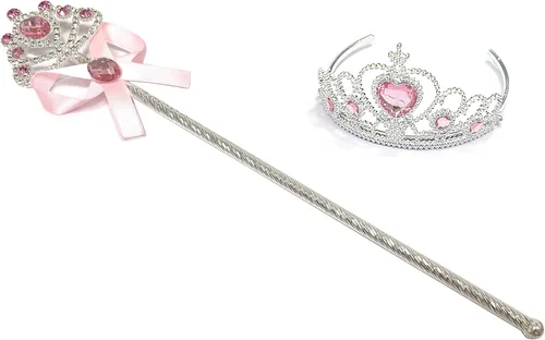 Vista 23 de Juego de tiara y varita de corona princesa Elsa - Joya de corazón de plata Azul