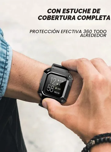 Vista 6 de Correa Supcase Unicorn Beetle Pro de repuesto para reloj Fitbit Versa 2, banda protectora para caja de reloj, Negro, SUP-Fitbit-Versa2-UBPro-Black